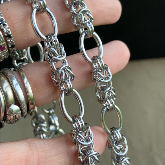 Silverskylight Jewelry - Bizantine maille stainless steel chain 16 inch adjustable to 18